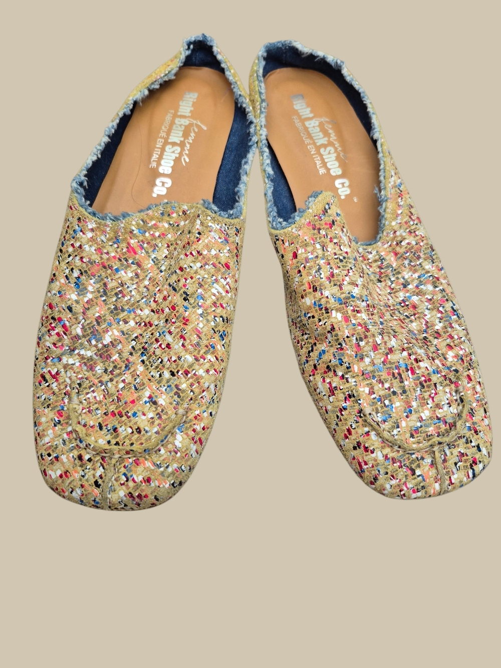 💕Femme Right Bank Shoe Co. Woven Multicolor Slip On Loafers- Made In Italy💕